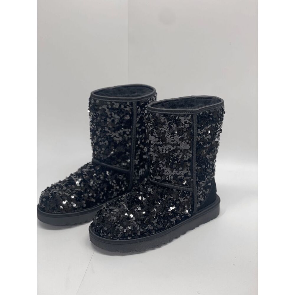 UGG Women's Classic Short Chunky Sequin Booties - Black 5M